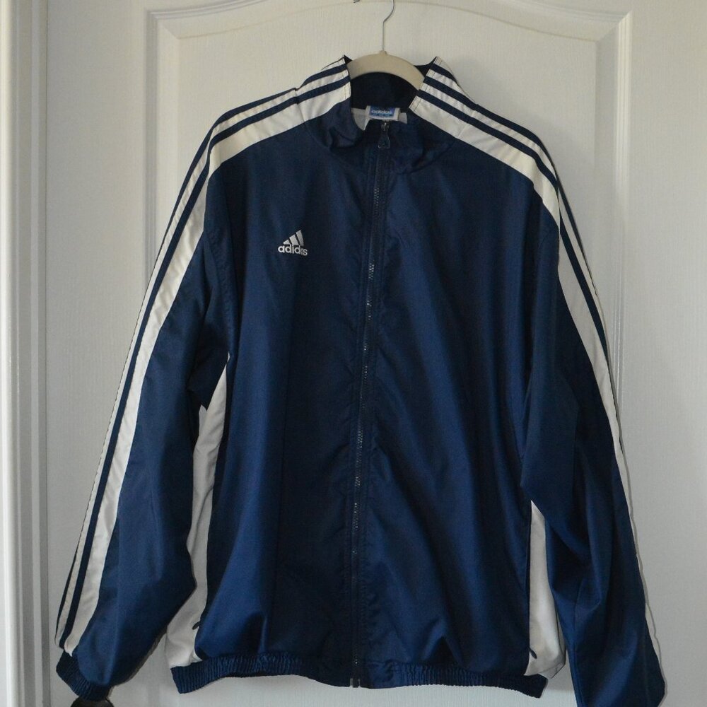 Vintage Adidas Track Jacket Men's Navy blue Lightweight Windbreaker Style sz XL